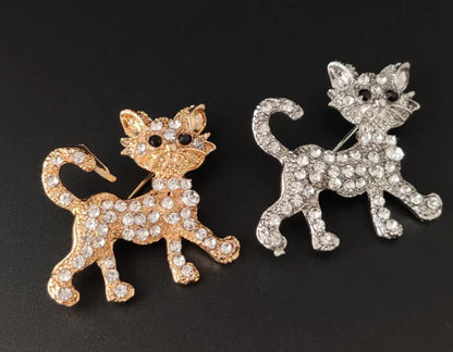 Cat Brooch, Floral Pin, Accessories