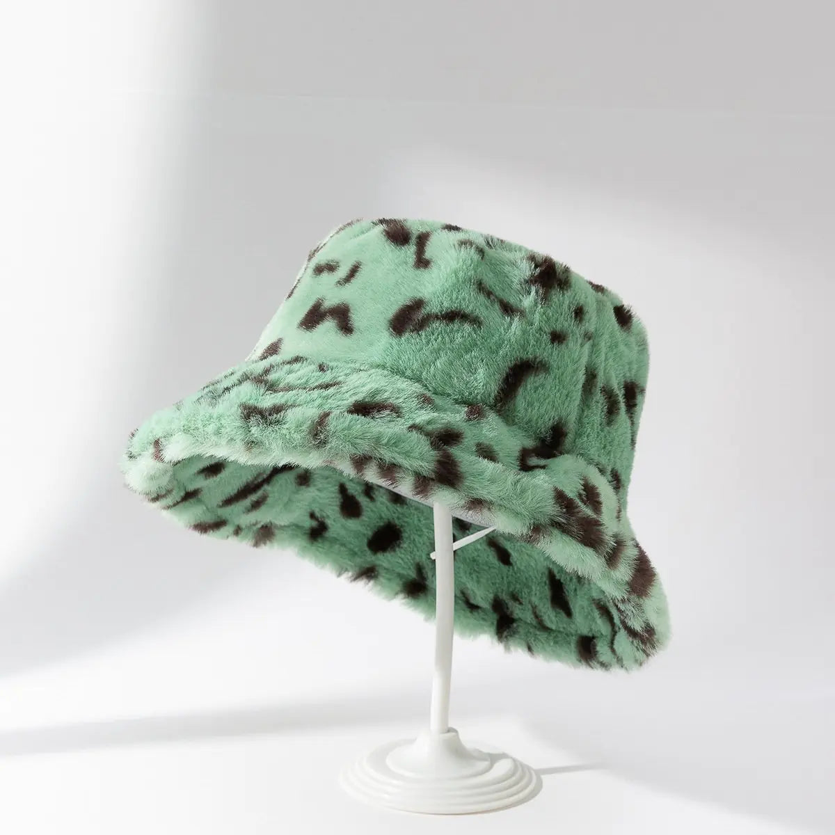 Vintage Plush Leopard Print Winter Hat for Women