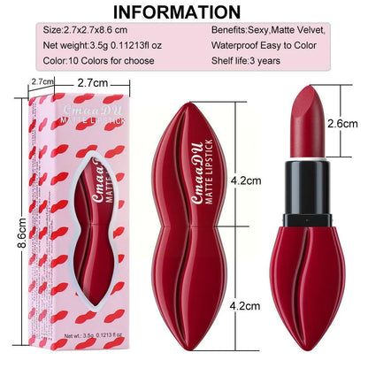 10-Color Long-Lasting Matte Lipstick Set for Makeup