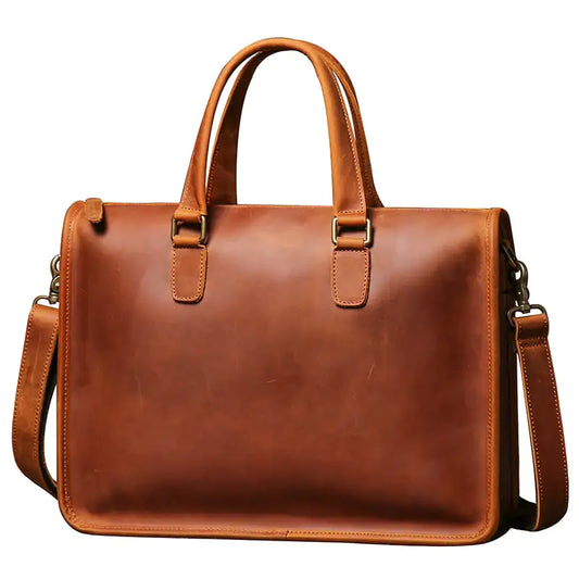 Men's Crazy Horse Leather Laptop Briefcase