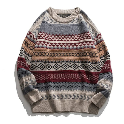 Loose Retro National Trend Pullover Sweater for Women