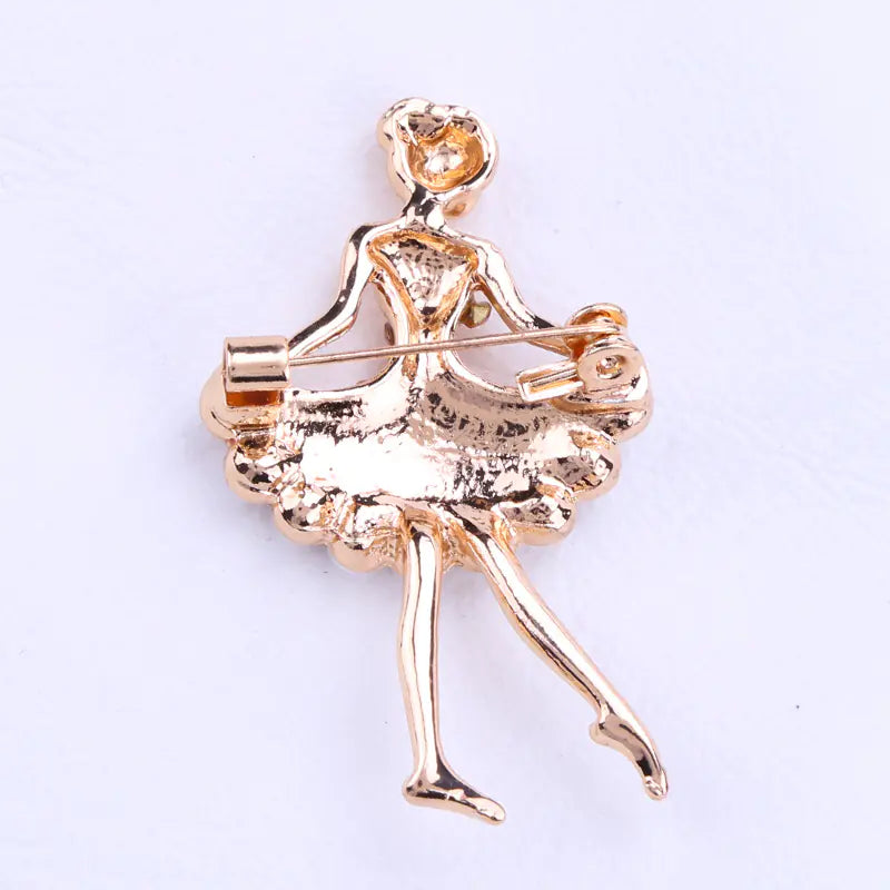 Fashion Alloy Dancing Girl Rhinestone Brooch Pin