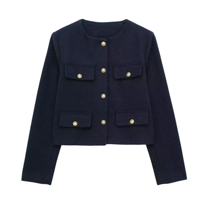 Fashion Casual Flip Trim Short Coat