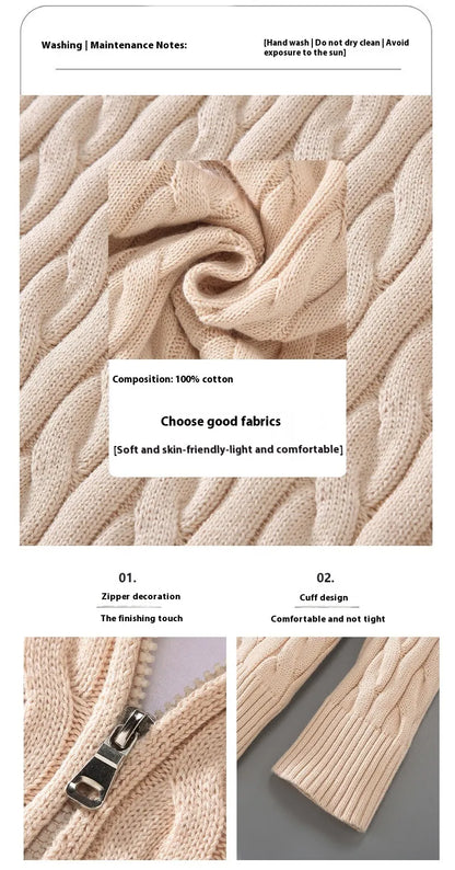 Loose Zip Knitted Pullover Sweater