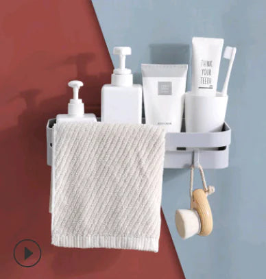 No-Drill Bathroom Storage Rack - Wall-Mounted Organizer