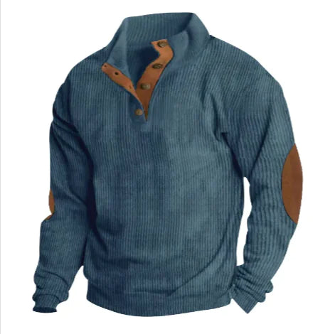 Men’s Stand-Collar Striped Pullover Sweatshirt