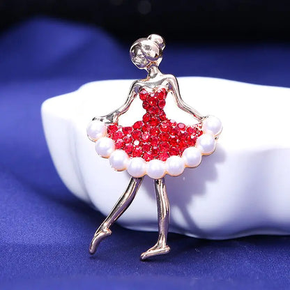 Fashion Alloy Dancing Girl Rhinestone Brooch Pin