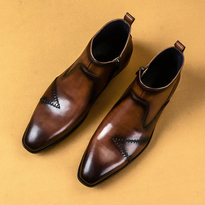 Handmade British Leather High-Top Shoes