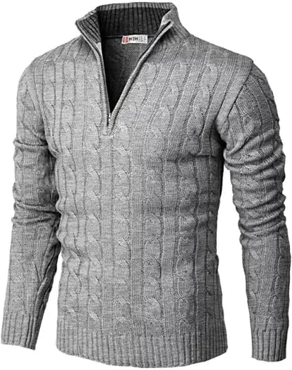 Casual Slim Long Sleeve Knitted Zip Sweater