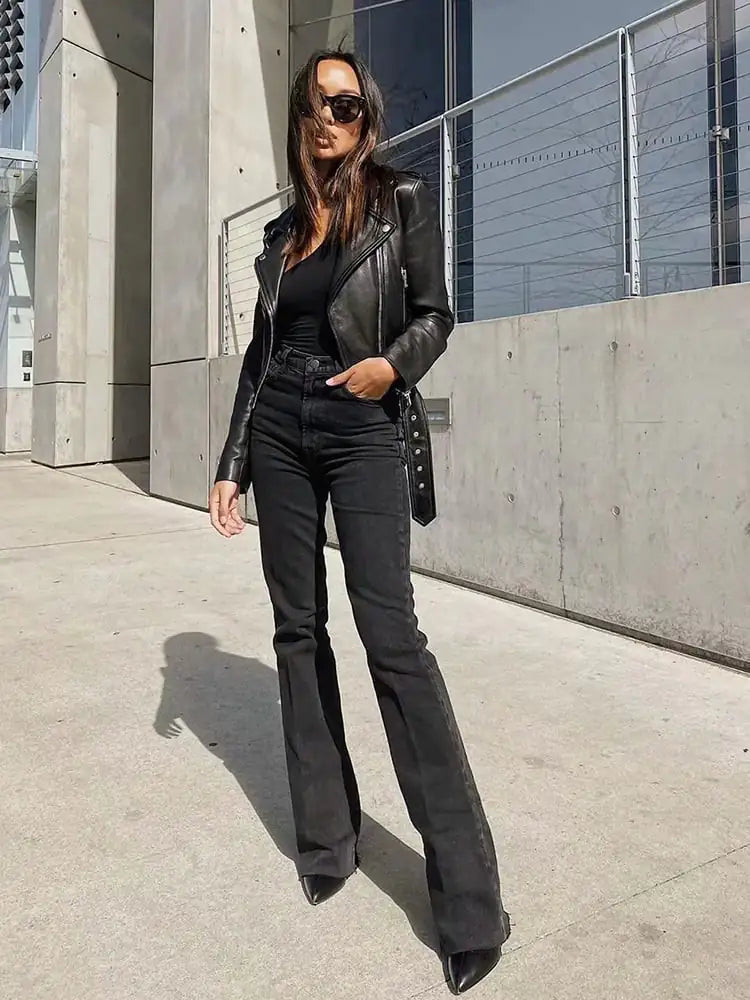 Retro High Waist Slim Denim Mopping Trousers Trend