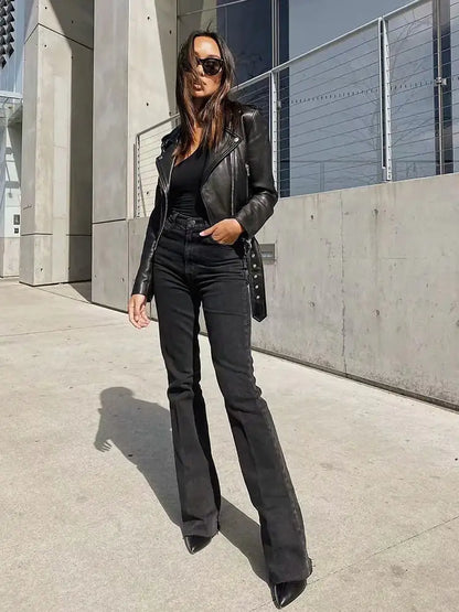 Retro High Waist Slim Denim Mopping Trousers Trend