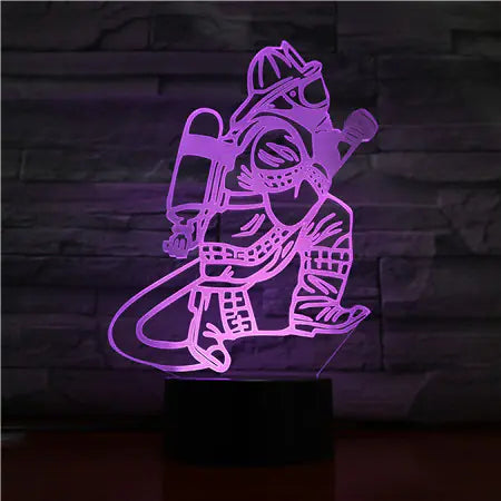 Firefighter 3D Night Light and Desk Lamp