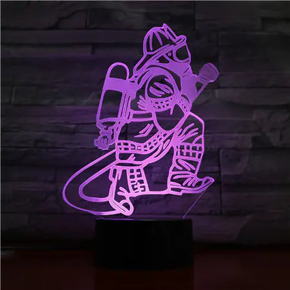 Firefighter 3D Night Light and Desk Lamp