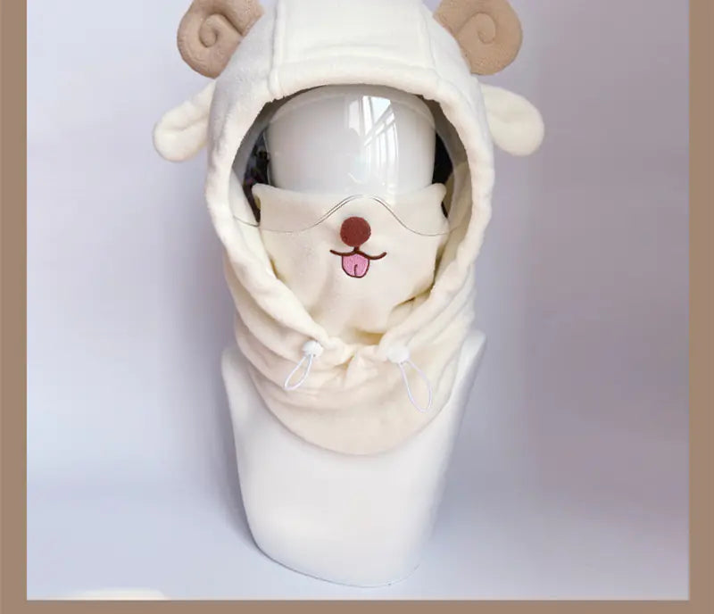 Cute Cartoon Windproof Ski Helmet Hat for Warmth
